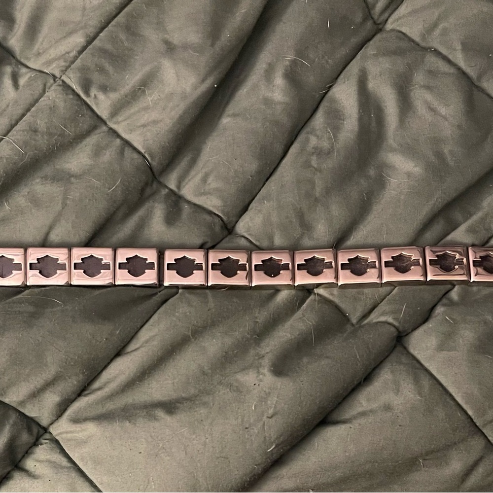 Harley-Davidson Black Leather Belt metal shield